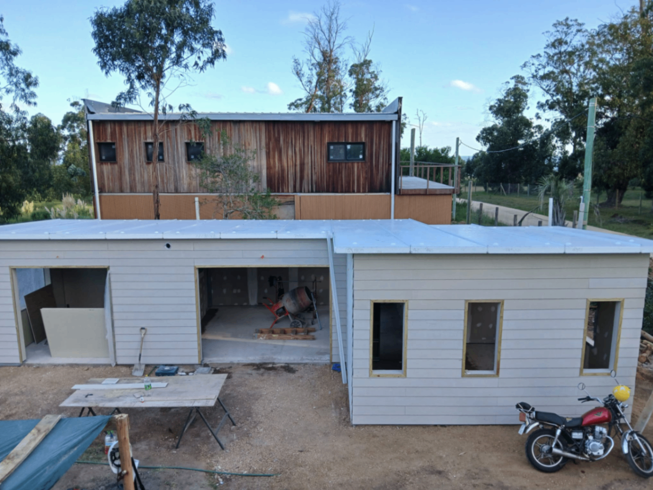Vivienda con revestimiento siding